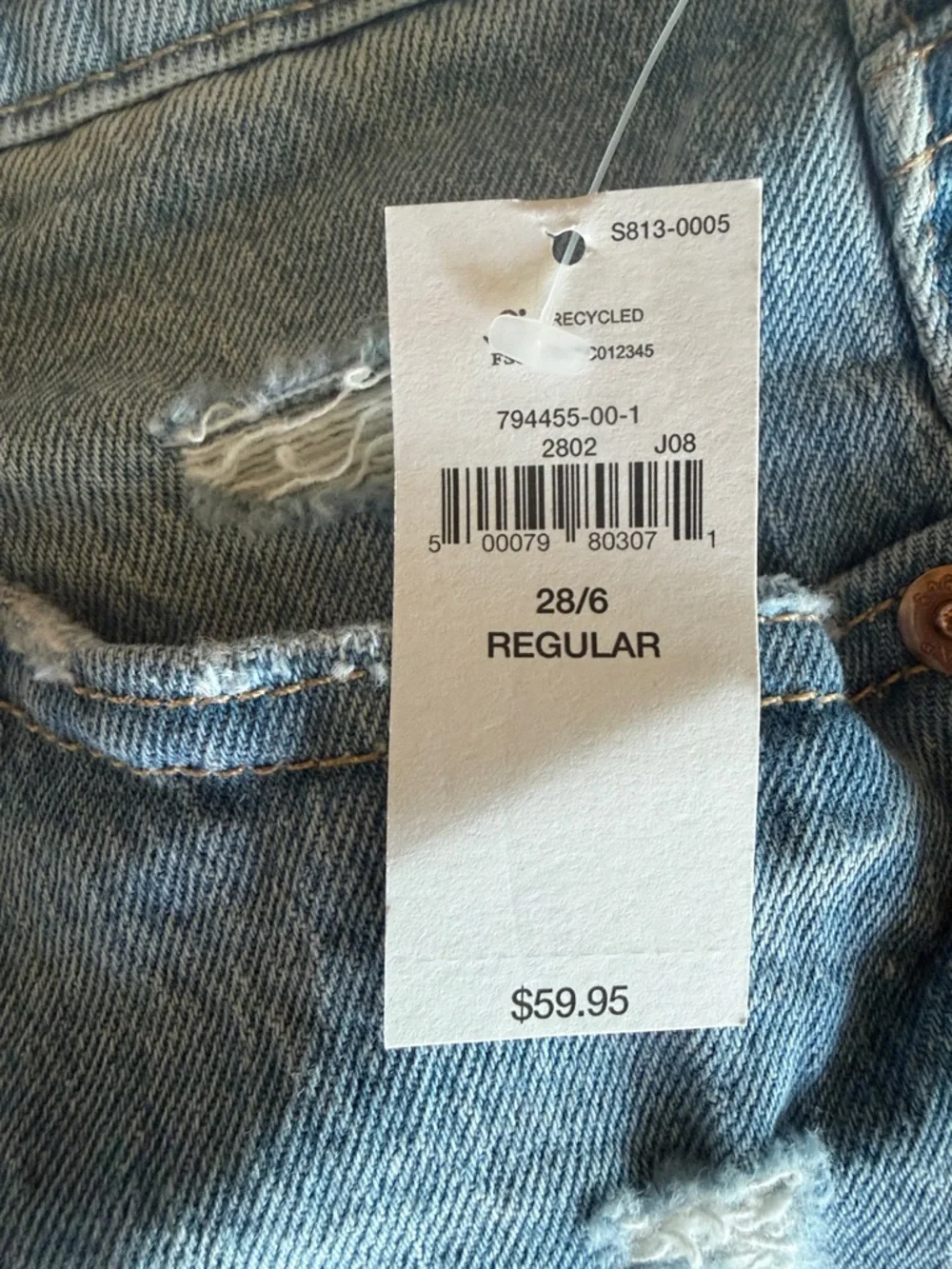GAP Light Blue Cheeky Midi High-Rise Denim Shorts - Picture 3 of 4